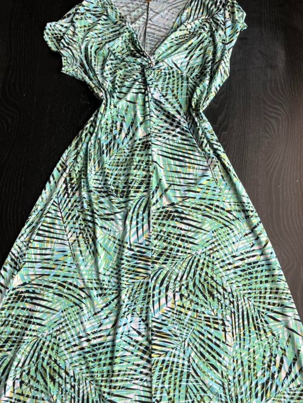 Tropical Palm Leaf Maxi Dress